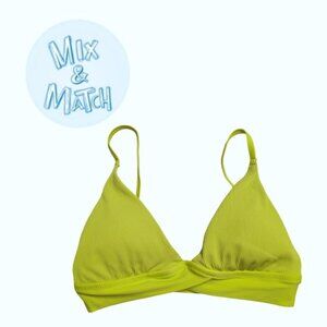 Aerie Lime Green Ribbed Crossover Bikini Top Swim Separate NWOT Size Small